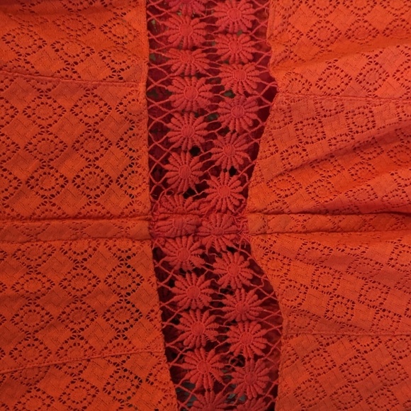 Free People Orange Dress Mini See-Through Daisy Waist Size 10 ASO Taylor Swift - Picture 7 of 10